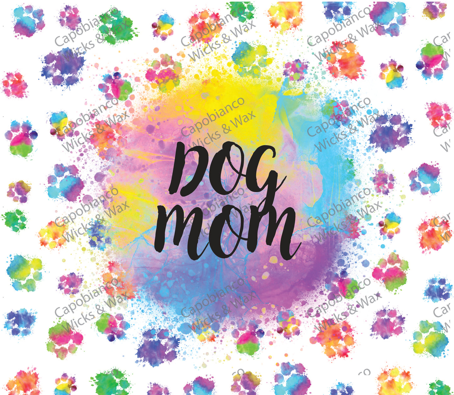 Dog Mom Rainbow Watercolor Paw 20oz Tumbler, Customizable